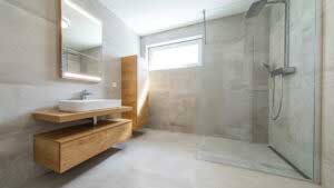 Fully renovated bathroom large tiles